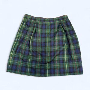 Lands’ End Tartan Pleated Skirt Sz 10 Schoolgirl Y2K 90s Green Blue Red Plaid